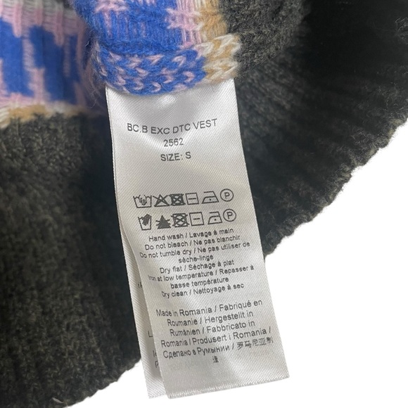 Ganni Size S Graphic Logo V-Neck Sweater Vest Multicolor - Picture 4 of 6